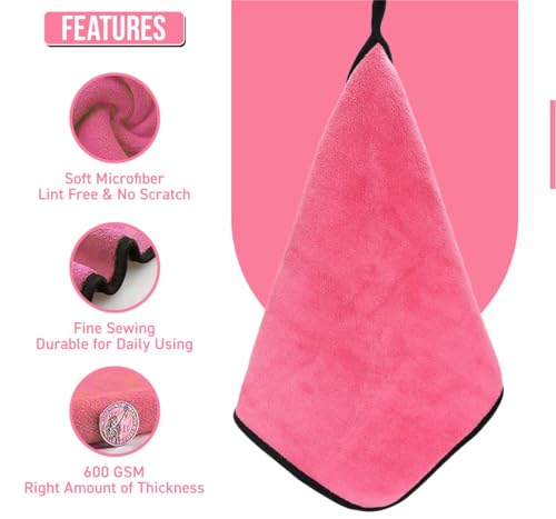 Image of Btag Microfiber Cleaning Cloth, 30x40 cms 600 GSM | Highly Absorbent,Lint and Streak Free, Multi-Purpose Wash Cloth for Kitchen,Car,Window,Stainless Steel,Silverwear(Pink 30x40cms) Pack of 1