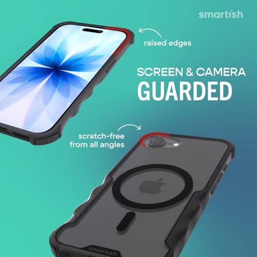 Image of Smartish iPhone 17e /16e MagSafe Case - Gripzilla Protective Magnetic Case for Men [Rugged + Tough] Military Grade Heavy Duty Grip Armor - Drop Tested for iPhone 17e /16e - Clearly Black