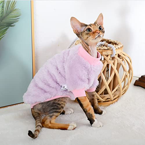 Sphynx-Hairless-Cat-Clothes-Thick-Warm-Pet-Cat-Wear-Clothes-Soft-Fleece-Pajamas-for-Cold-Weather-Two-Leg-Kitten-Pullover-Shirts-Jumpsuit-Cats-Vest-Apparel-for-Cornish-Rex-Devon-Rex