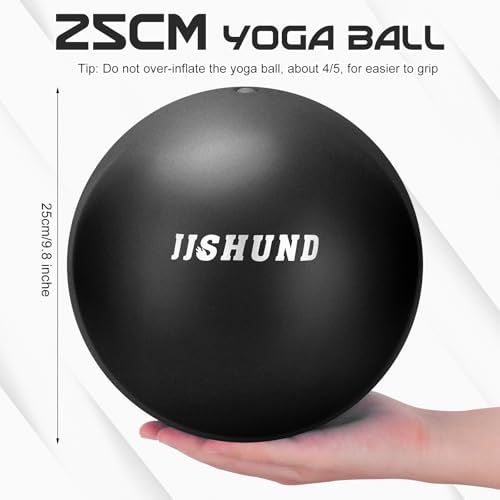 Image of jjshund Pilates Ball, 9,8 Inch Black Small Exercise Mini Yoga Soft Workout Ball for Home Gym Yoga, Pilates, Core Training, Workout, Balance, Stability