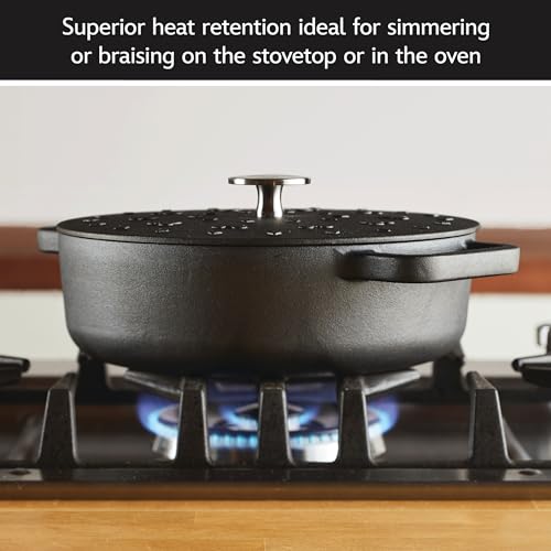 Farberware Disney Monochrome Pre Seasoned Cast Iron Shallow Casserole Pan with Lid, 3 Quart - Black - image 8