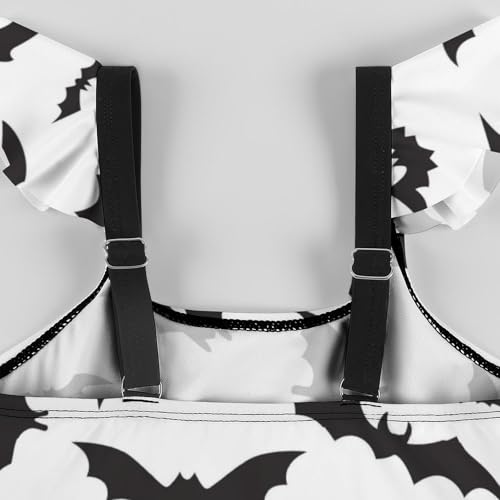 Girls One Piece Swimsuit Cute Alpacas Hearts Stars Ruffles Swimwear Bathing Suits 3-12 Years3