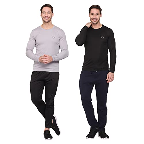 Image of TQH Full Sleeve T Shirt for Men | Pack of 2 T-Shirt for Man Full Sleeve | Gym Workout | Men's Tshirts | Slim Fit Polyester Round Neck Solid Sports T-Shirts for Running Training Casual Wear