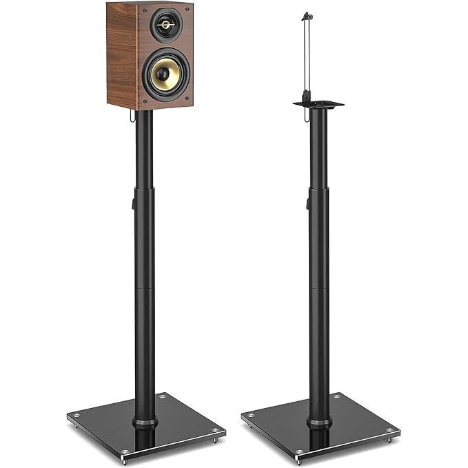 Image of Audiovan Speaker Stands Height Adjustable for Satellite & Small Bookshelf Speakers, Set of 2 Floor Stand Mount for Bose Polk JBL Sony Yamaha Load Bearing Upto 10 kgs Model : SK1002
