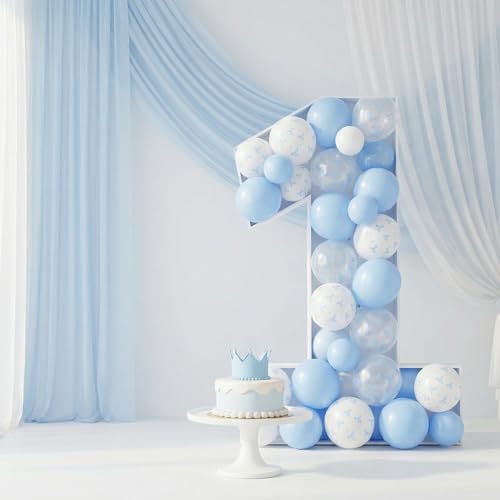 Image of HILAVO Blue Bow Balloons, 12 Inch Pastel Light Blue Transparent White Bow Print Coquette Balloon for Girls Birthday Bachelorette Party Bridal Baby Shower Wedding Anniversary Decorations Supplies