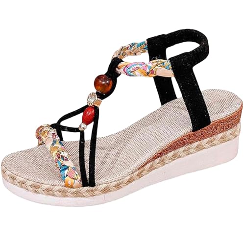Sandales bohème compensées femme pour plage et été élégant