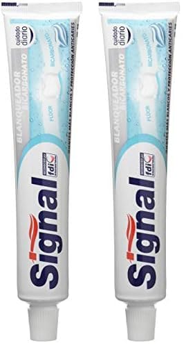 Signal Pasta de Dientes que ayuda a remineralizar el esmalte Bicarbonato Blanqueador con flúor y bicarbonato sódico 100 ml (Paquete de 2)