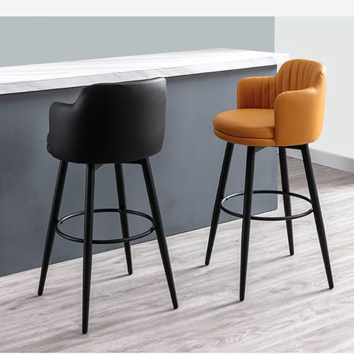 Tabourets de bar pivotants gris lot de 2 en cuir design 82 cm - 3