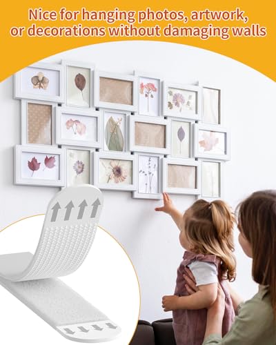 Image of Large Picture Hanging Strips, Heavy Duty, 24-Pairs(48 Strips) Wall Sticky for Hanging 3.7 inch L x 0.75 inch W., Hanging Pictures Without Nail, Hook&Loop Strips with Adhesive