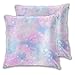 Produktbild DECISAIYA Kissenbezüge 2er-Pack,Space Pink Blue Galaxy Stars Kosmische Explosion über Design Pattern Fashion Magical Pastel Awaresome,Dekorative Kissenhülle Quadrat Dekokissen für Sofa Auto 45x45cm