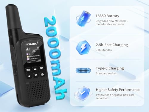 Image of TIDRADIO TD-M2 Rapid Global 4G LTE Walkie Talkies Unlimited Range with SIM Cards, Manage via APP, Long Distance Nationwide PoC Two Way Radios for Family, Logistics, Truck Fleet, Mall, 4 Pack