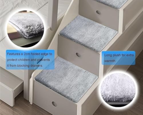 Almohadillas para escalera de cama de 44 cm gris claro, pack de 3 alfombras autoadhesivas directas 4