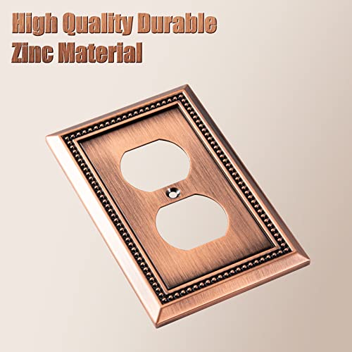 Image of Henne Bery Sunken Pearls Heavy Duty Decorative Wall Plate Switch Plate Outlet Cover (Single Duplex, 2 Pack, Antique Copper)