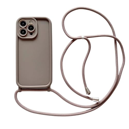 Étui souple pour iPhone 16 Plus avec lanière marron réglable