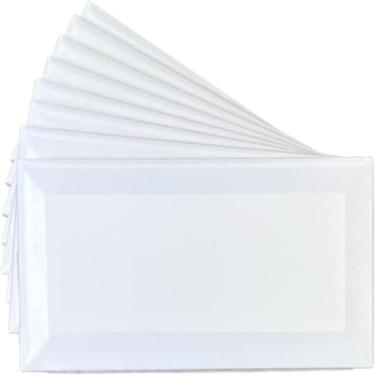 Tenedos 3x6 Bright White Beveled Glossy Ceramic Subway Tile - Wall Tile for Kitchen Backsplash, Bathroom Shower, Accent Walls - Box Covers 10 Sqft (80 Pieces) - Classic Look, Easy to Install
