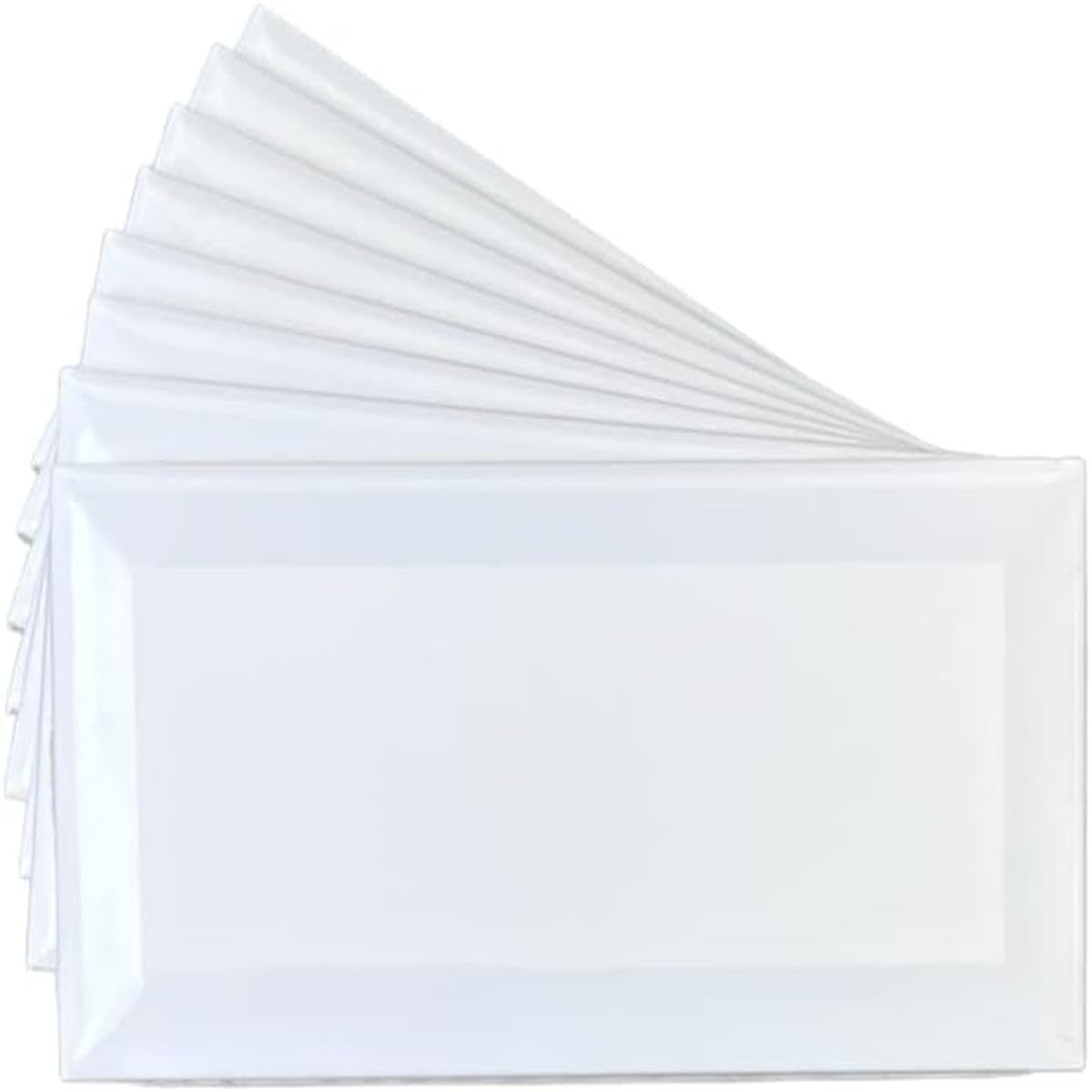 Tenedos 3x6 Bright White Beveled Glossy Ceramic Subway Tile - Wall Tile for Kitchen Backsplash, Bathroom Shower, Accent Walls - Box Covers 10 Sqft (80 Pieces) - Classic Look, Easy to Install