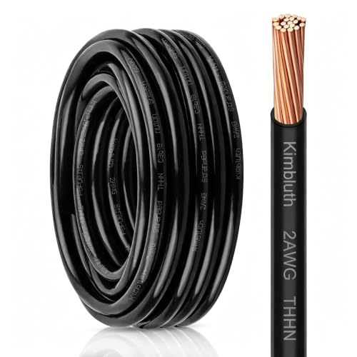 THHN Wire 2 Gauge 10 FT Stranded Copper Wire, Black