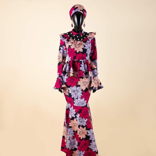 African Dresses for Woman Luxury Elegant 3 Piece Skirt Set Dashiki Ankara Print Top Skirt and Headscarf2
