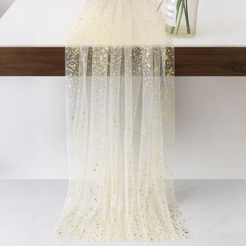Tischdecke Gold 2 Stück Tüll Tischläufer Mit Goldfolie 70x300 cm Elegante Tischdekoration Für Hochzeiten Geburtstage Und Feste