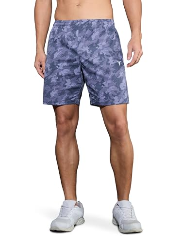 Image of TECHNOSPORT Men's Regular Fit All Over Print Stretchable Shorts with Quick Dry, Anti Odour for Gym, Sports and Regular Use