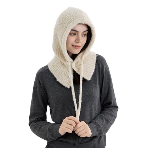 Cagoule balaclava en tricot de laine pour femme chapeau écharpe d'hiver