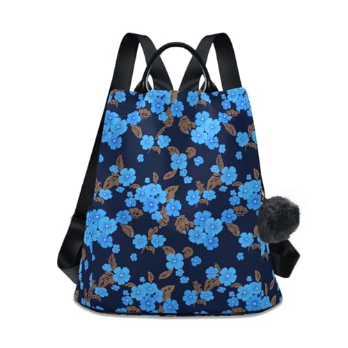 Sac à dos plusieurs poches pour femme sac à dos voyage sécurisé fleurs bleues navy