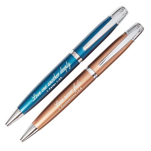 Image of Christian Art Gifts Mr. and Mrs. Pen Set, Navy Blue & Copper