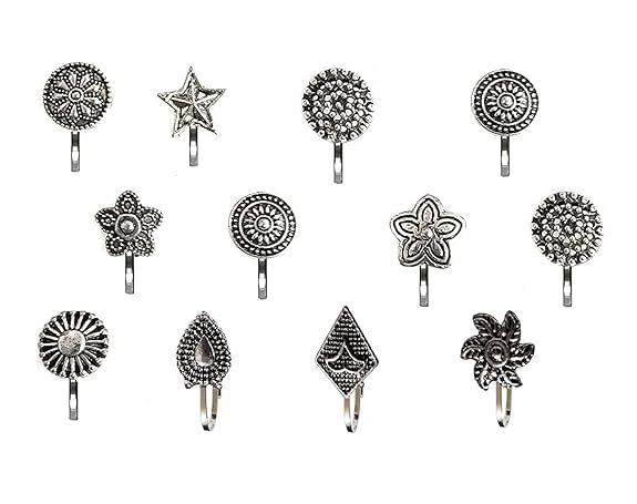 Fashions Gold-plated Plated Metal Nose Stud with Body Piercing Jewellery Nose Pin for Women (Pack of 12)-image-36