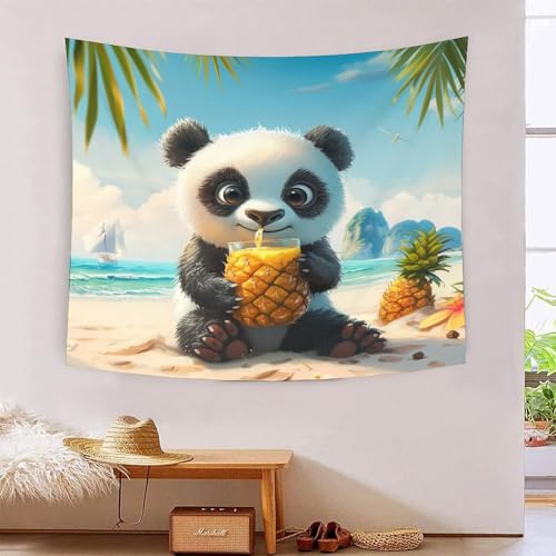Art mural tapisserie panda 3D grand format en tissu de qualité pour décoration salon