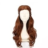 Coraline Long Brown Wig Long Loose Curly Brunette Women Pelucas with Detachable Bun Halloween Costume Fun Braided Updo Victorain Wig (L)