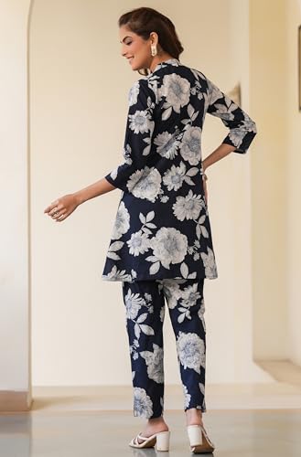 Image of Janasya Women's Pure Cotton Floral Printed Straight Co-ord Set