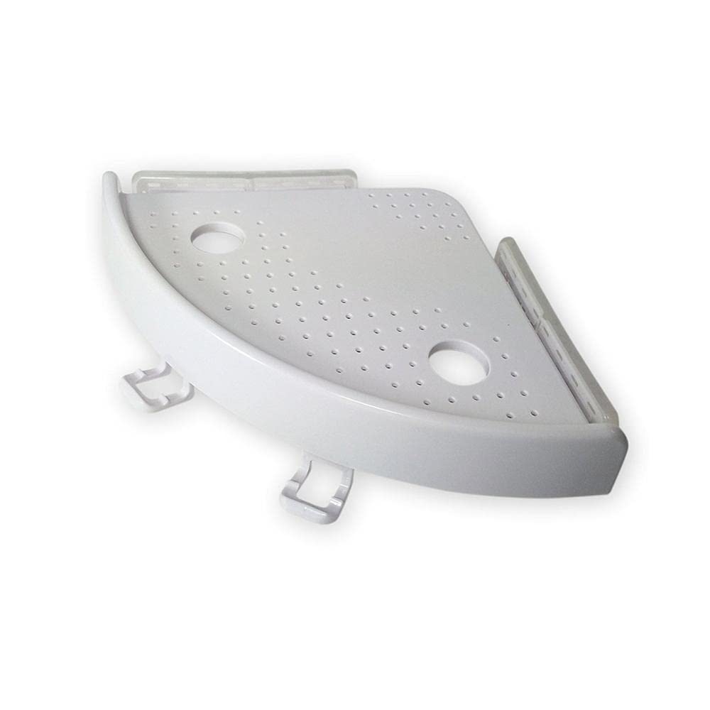 Étagère d'angle douche blanche avec crochets pour rangement mural de salle de bain