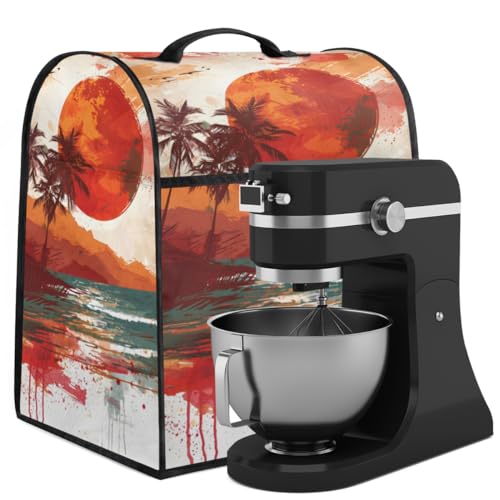 Coffee Maker Cover Watercolor Beach Sunset Kitchen Appliance Covers Small Appliance Covers Blender Cover Juicer Cover Dust Covers for Kitchen Appliances with Top Handle and Pockets,Washable,B16
