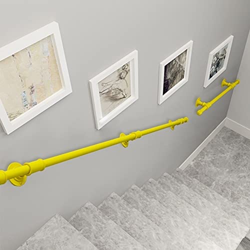Rambarde d'escalier en fer jaune de 2 m avec supports pour villa