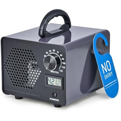 CREWORKS Ozone Generator, 15000 mg/h High Capacity Ozone Machine for Car Home Smoke Pet Odor Removal, Commercial Ozone Odor Eliminator Air Purifier with Timer Display for 3200 sq ft Room, Black Cover