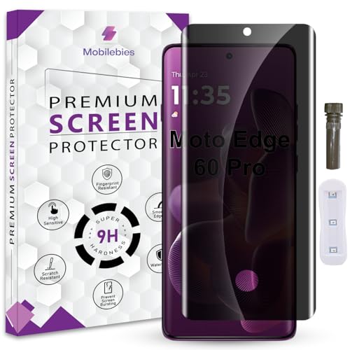 Image of Advanced HD+ UV Privacy Tempered Glass Screen Protector For Edge 60 Pro 5G / Edge 60 5G (6.67 Inch, Pack of 1) Full Adhesive UV Privacy Curved Screen, Case Friendly with installation kit