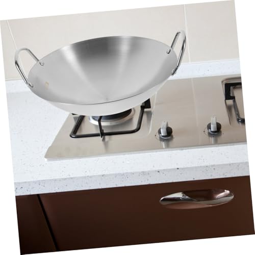Wok de acero inoxidable con asas dobles para cocina miniatura 5