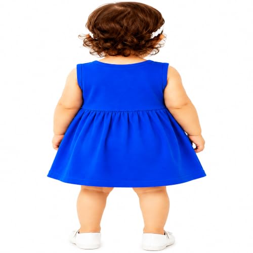 Image of Baby Girls Cotton Sleeveless Butterfly Print A-Line Frock Dress with Bow.