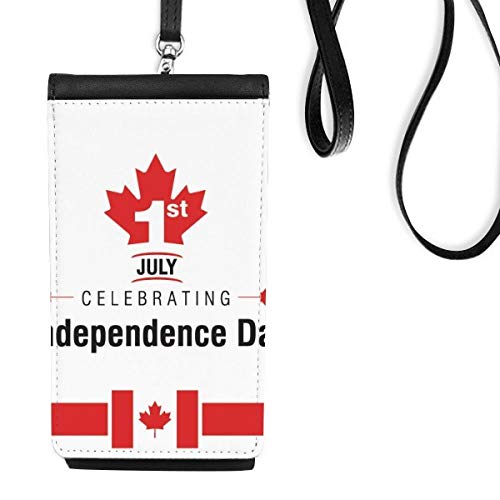 Feuille d'érable pochette de téléphone en cuir noir pour festival et voyage