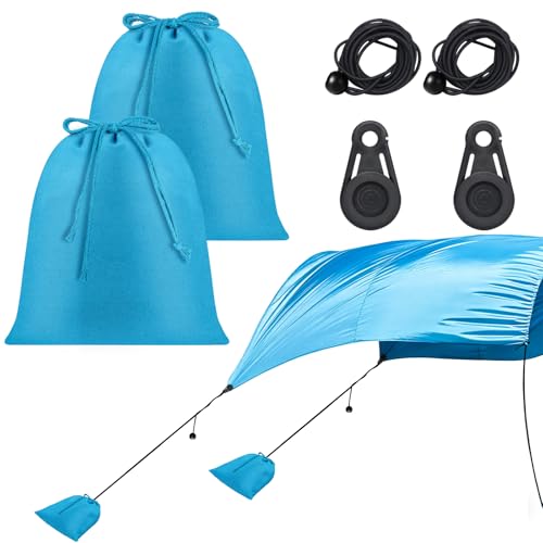 2 Pack Beach Canopy Wind Assist Kit for Shibumi Beach Canopy Beach Shade Accessories Sandbag Weights with Clamps and Elastic Cords No Wind Sun Canopy Assist for Stable Tent-Like Shade (No Canopy)