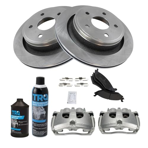 Image of TRQ Rear Brake Pad, Caliper, & Rotor Kit, with Chemical Kit Semi-Metallic Compatible with 2012 Ram 1500