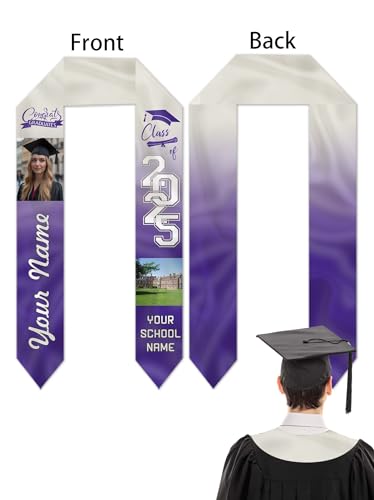 Custom Graduation Stoles Personalized Congratulation Gifts Class of 2025 Graduation Sash with Photo for University4