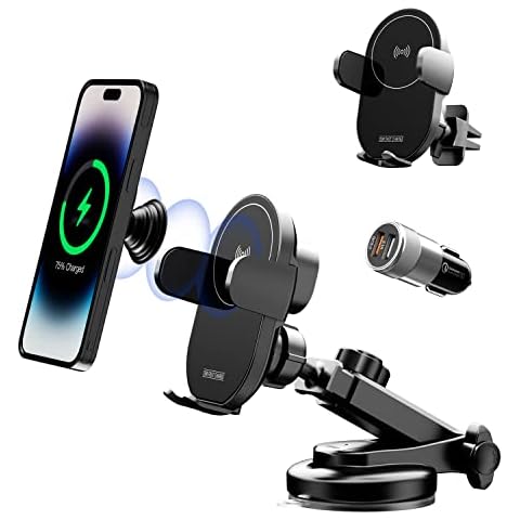 KPON Wireless Car Charger, Auto Clamping Car Charger Phone Mount Cover