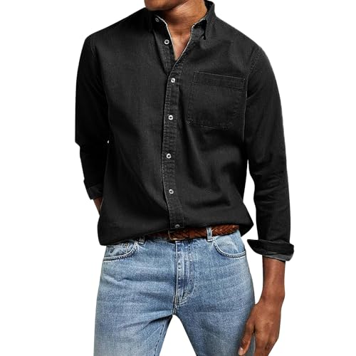 Camicia Uomo No Stiro Camicia Slim Fit Con Bottoni Leggera
