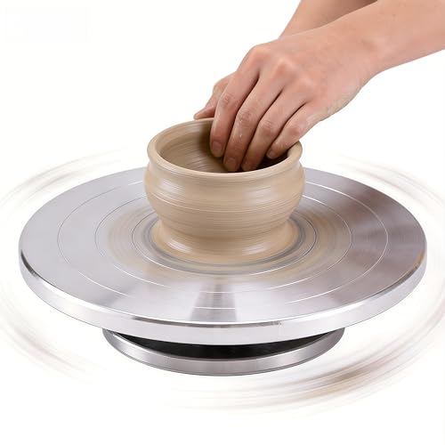 Rueda de Cerámica, Plato Giratorio de Aluminio de 25 cm Plato Giratorio de Arcilla Artesanal Herramientas de Arcilla DIY Plato Giratorio de Cerámica Para Pasteles de Doble Cara