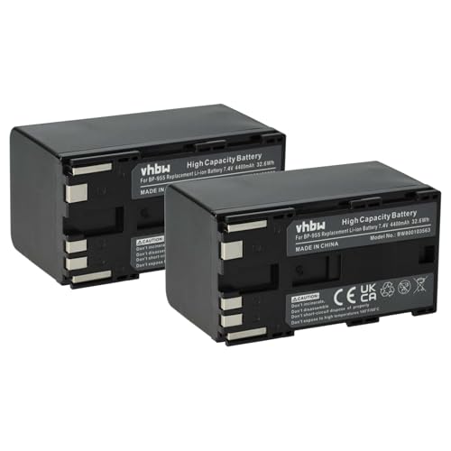 vhbw 2X Batterie Remplacement pour Canon BP-955 pour caméra vidéo caméscope (4400mAh, 7,4V, Li-ION)