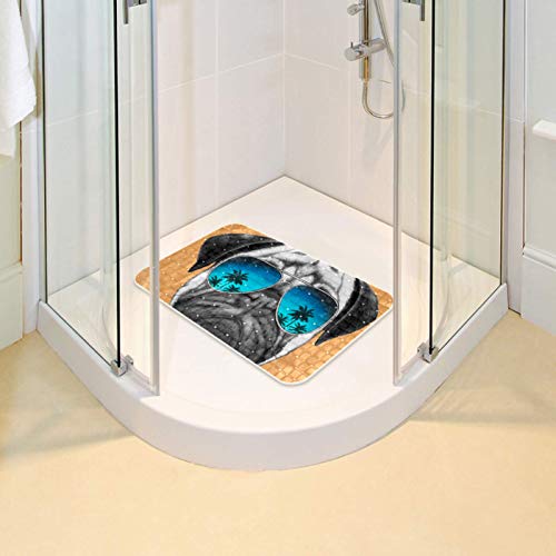 Alfombrilla de baño infantil Bennigiry lavable con diseño de perro carlino 7