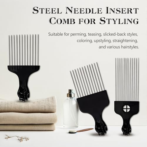 Set de 3 Peines Afro de Metal Negro miniatura 2