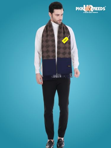 Image of Pick Ur Needs Premium Men's Warm And Stylish Woolen Muffler Angoora With Solid Color Plain Design And Stylish Tussles Ends Muffler For Men