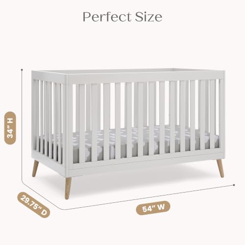 Image of Delta Children Essex 4-in-1 Baby Crib & Mattress, Bianca White /Natural